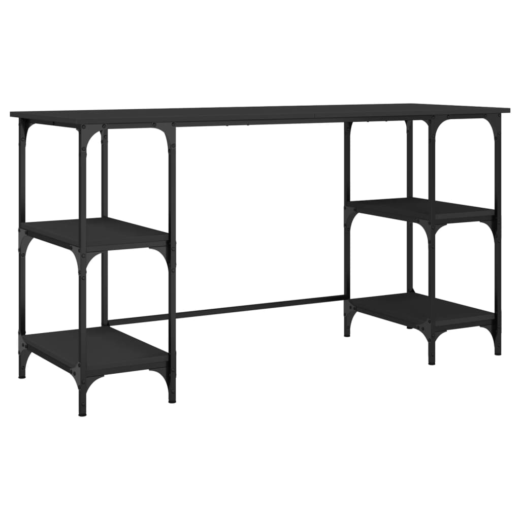 Bureau 140x50x75 cm metaal en bewerkt hout zwart is nu te koop bij PeponiXL, paradijselijk wonen!