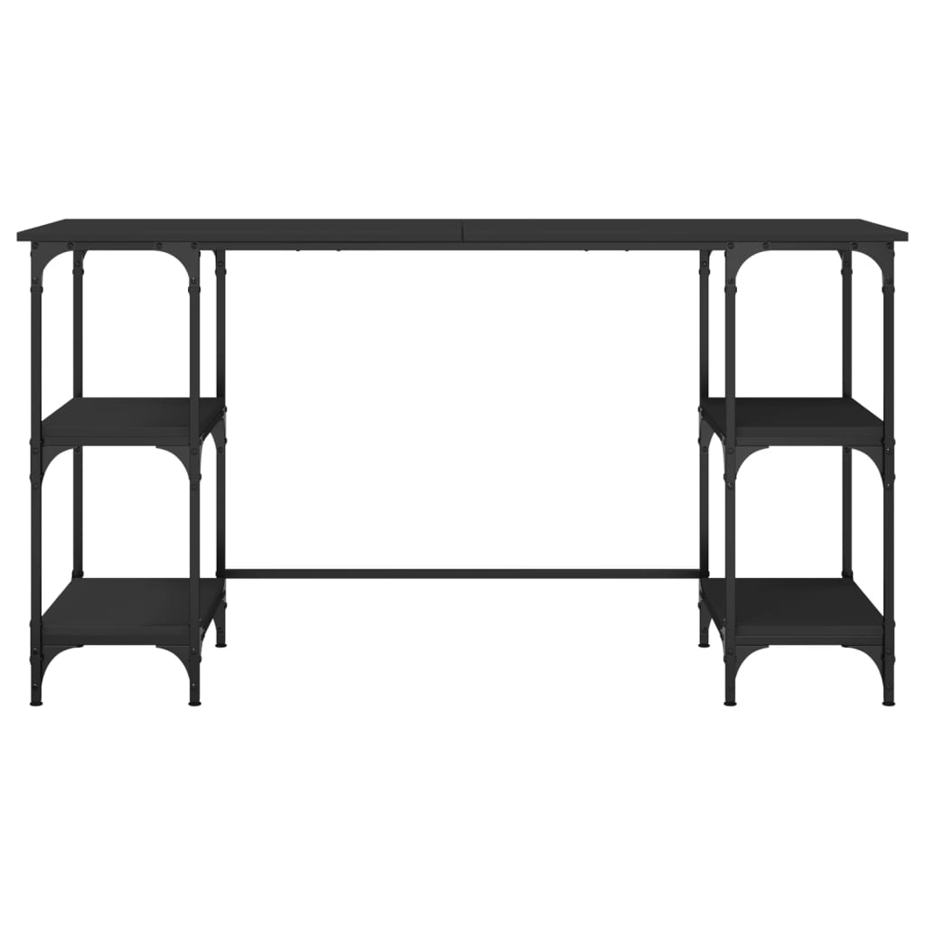 Bureau 140x50x75 cm metaal en bewerkt hout zwart is nu te koop bij PeponiXL, paradijselijk wonen!