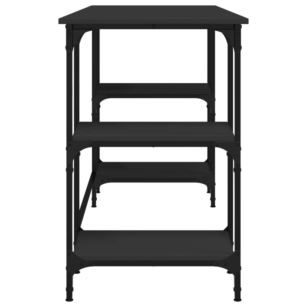 Bureau 140x50x75 cm metaal en bewerkt hout zwart is nu te koop bij PeponiXL, paradijselijk wonen!