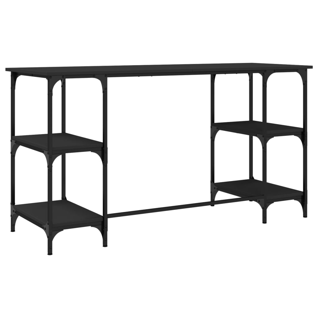 Bureau 140x50x75 cm metaal en bewerkt hout zwart is nu te koop bij PeponiXL, paradijselijk wonen!