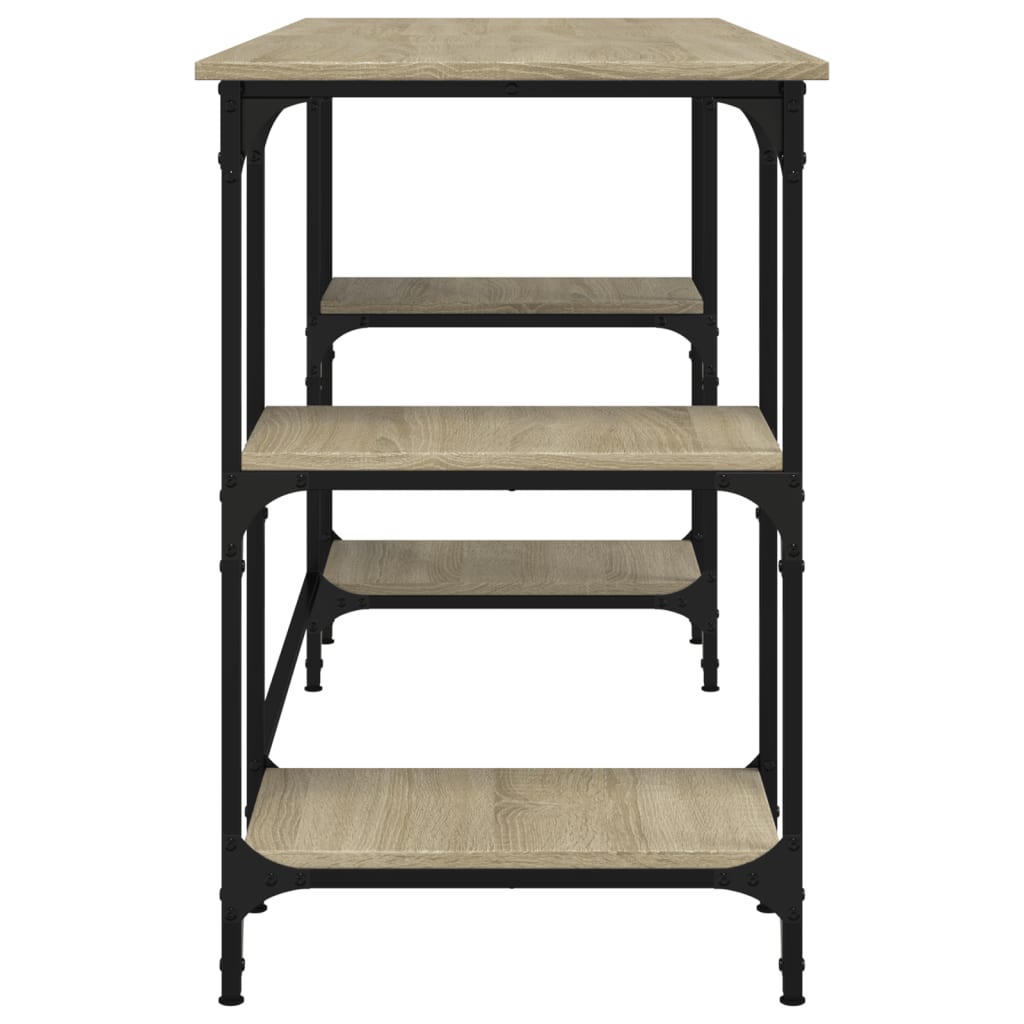Bureau 140x50x75 cm metaal en bewerkt hout sonoma eikenkleurig is nu te koop bij PeponiXL, paradijselijk wonen!
