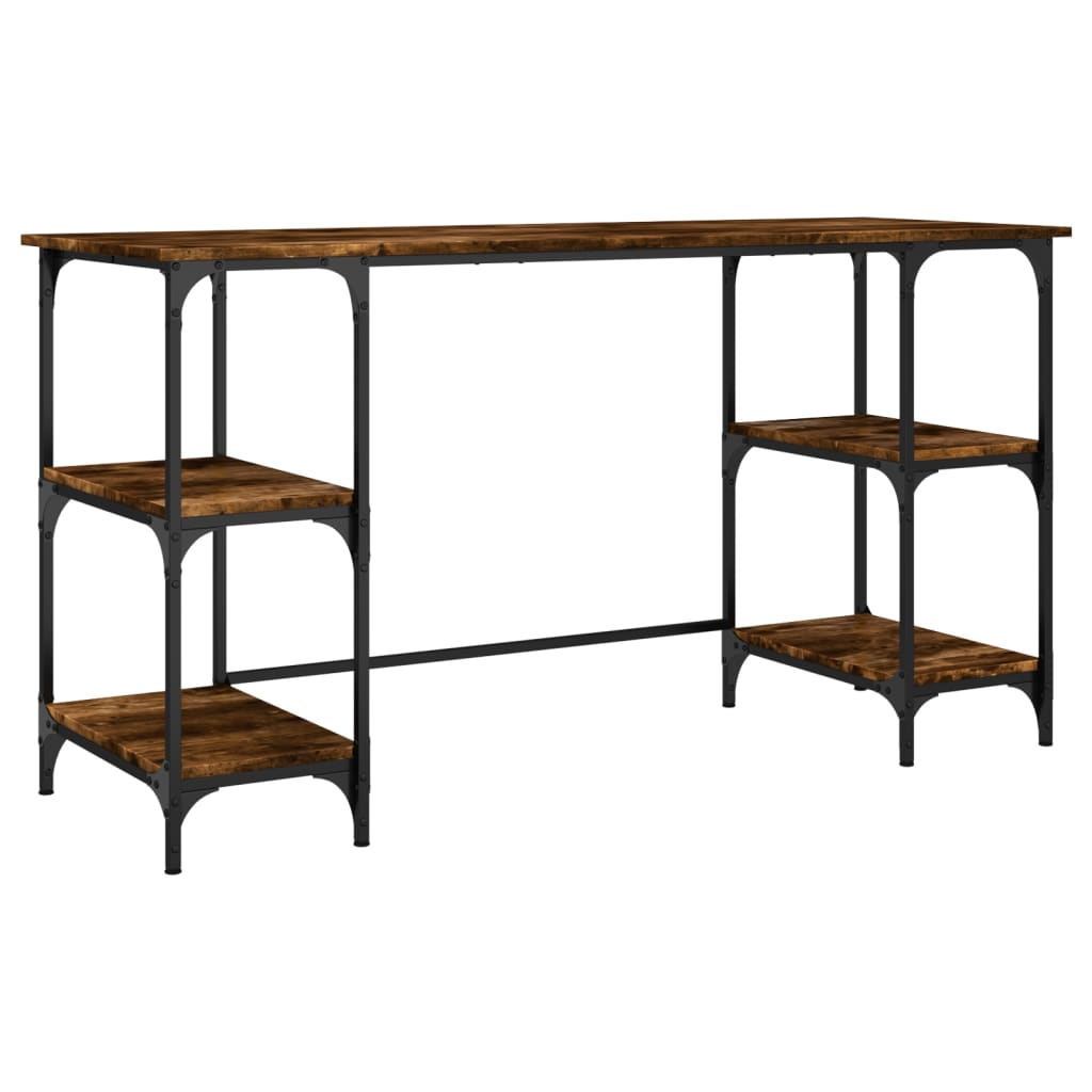 Bureau 140x50x75 cm metaal en bewerkt hout gerookt eikenkleurig is nu te koop bij PeponiXL, paradijselijk wonen!