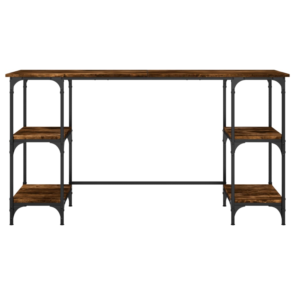 Bureau 140x50x75 cm metaal en bewerkt hout gerookt eikenkleurig is nu te koop bij PeponiXL, paradijselijk wonen!