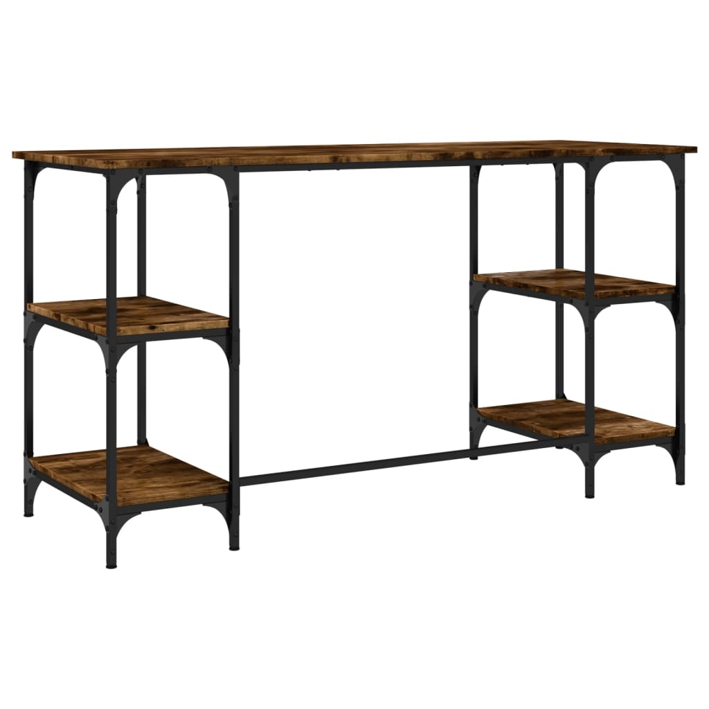 Bureau 140x50x75 cm metaal en bewerkt hout gerookt eikenkleurig is nu te koop bij PeponiXL, paradijselijk wonen!