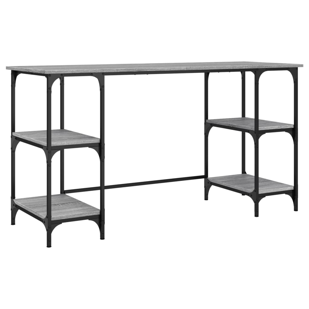 Bureau 140x50x75 cm metaal en bewerkt hout grijs sonoma eiken is nu te koop bij PeponiXL, paradijselijk wonen!
