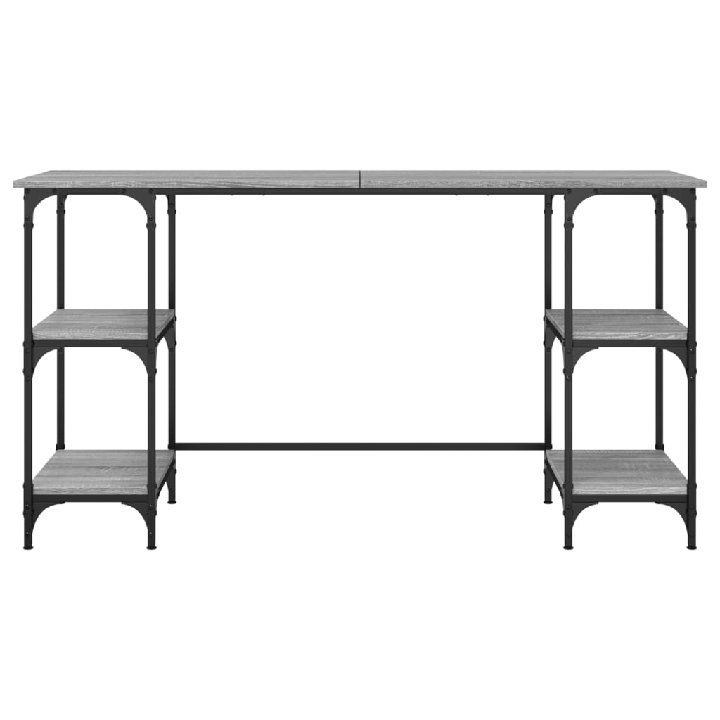 Bureau 140x50x75 cm metaal en bewerkt hout grijs sonoma eiken is nu te koop bij PeponiXL, paradijselijk wonen!