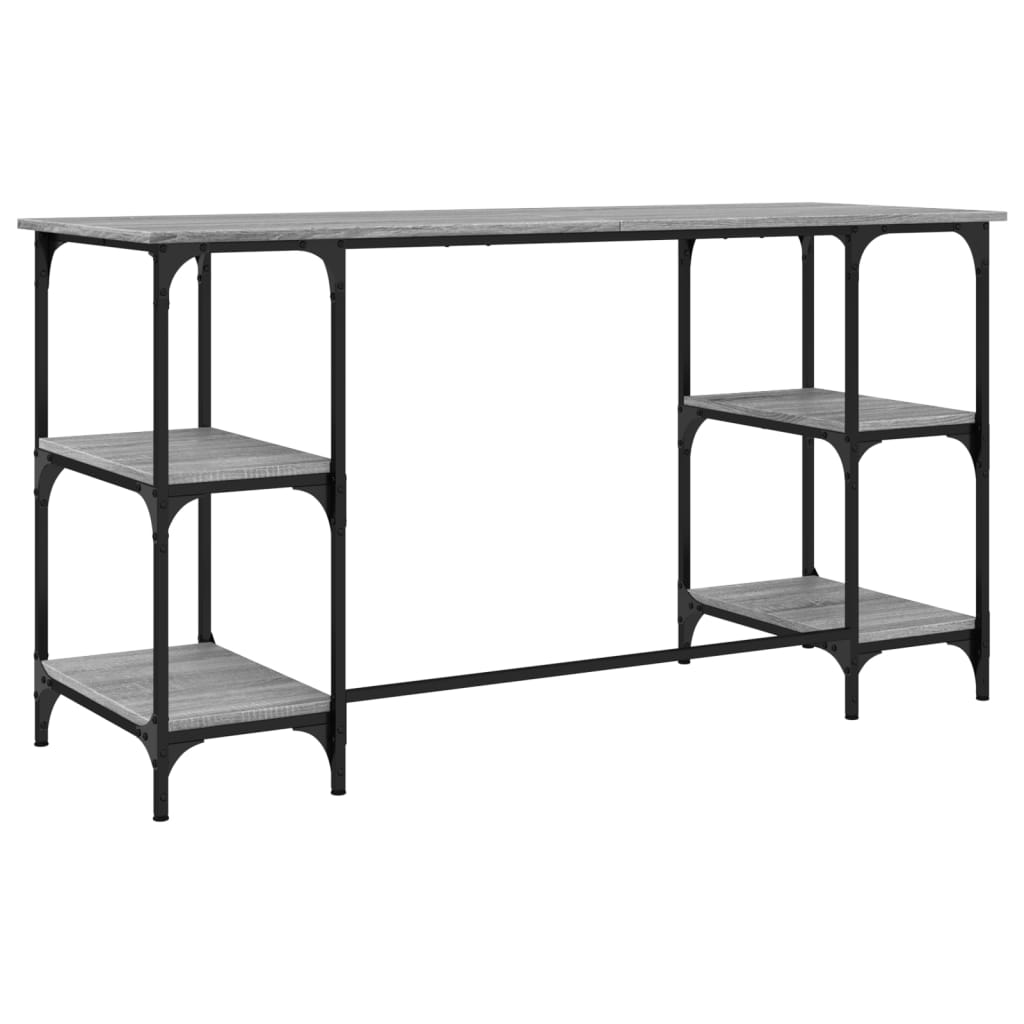 Bureau 140x50x75 cm metaal en bewerkt hout grijs sonoma eiken is nu te koop bij PeponiXL, paradijselijk wonen!