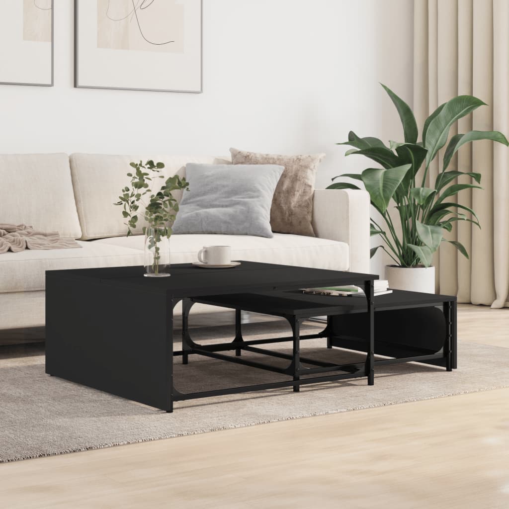 2-delige Salontafelset bewerkt hout en metaal zwart is nu te koop bij PeponiXL, paradijselijk wonen!