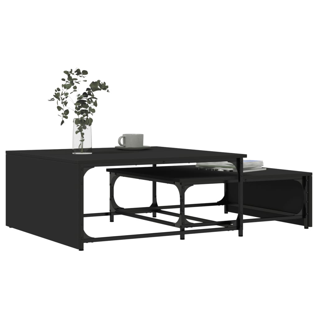 2-delige Salontafelset bewerkt hout en metaal zwart is nu te koop bij PeponiXL, paradijselijk wonen!