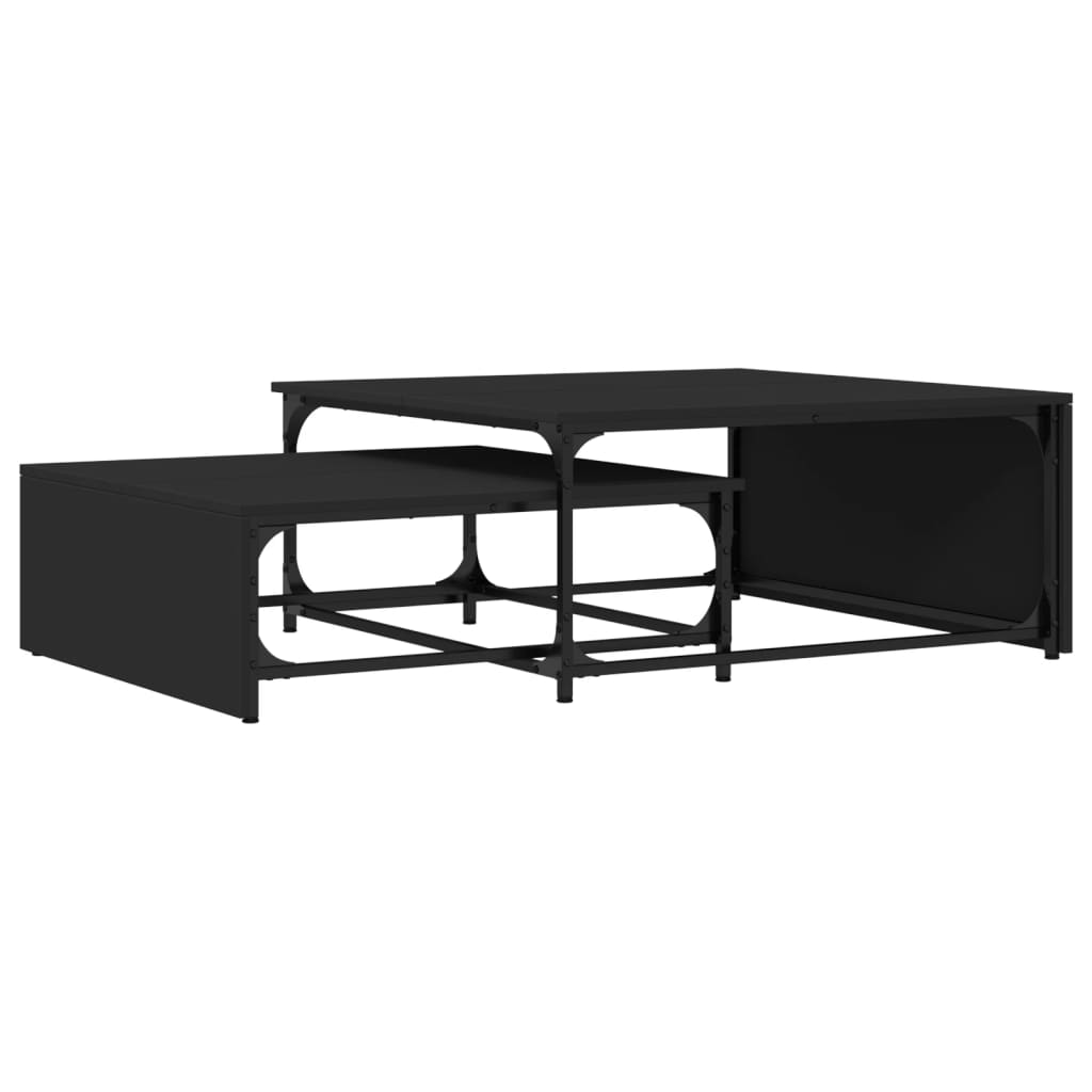 2-delige Salontafelset bewerkt hout en metaal zwart is nu te koop bij PeponiXL, paradijselijk wonen!