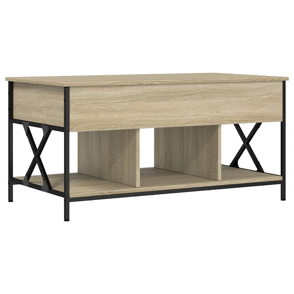 Salontafel 100x55x50 cm bewerkt hout en metaal sonoma eiken is nu te koop bij PeponiXL, paradijselijk wonen!