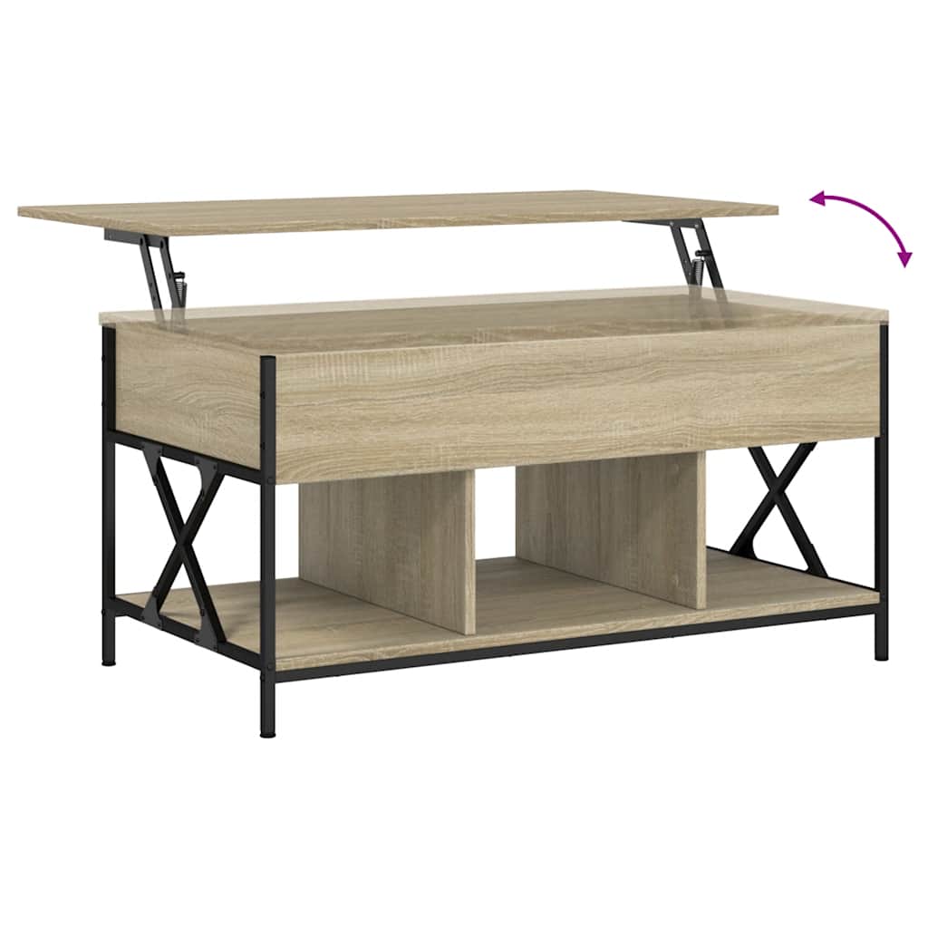Salontafel 100x55x50 cm bewerkt hout en metaal sonoma eiken is nu te koop bij PeponiXL, paradijselijk wonen!