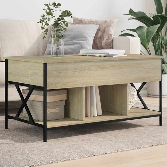 Salontafel 100x55x50 cm bewerkt hout en metaal sonoma eiken is nu te koop bij PeponiXL, paradijselijk wonen!