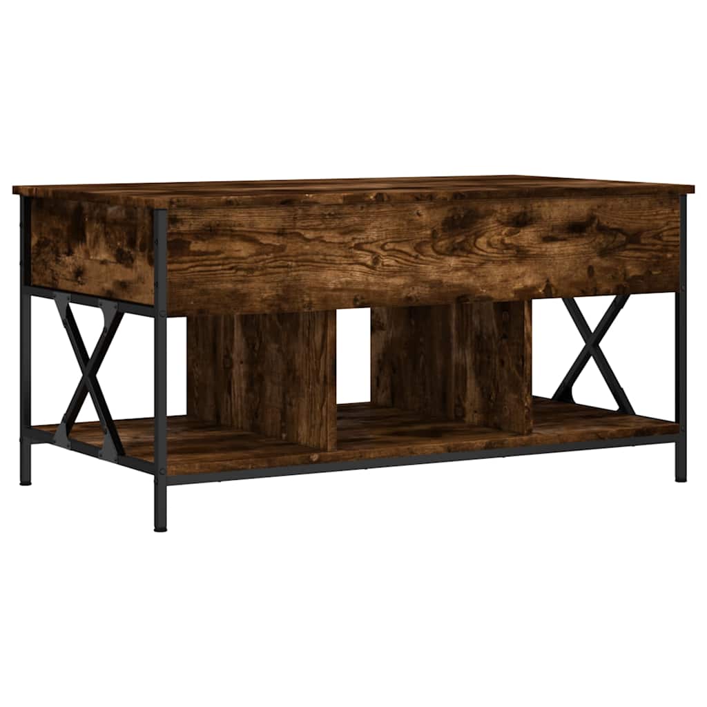 Salontafel 100x55x50 cm bewerkt hout en metaal gerookt eiken is nu te koop bij PeponiXL, paradijselijk wonen!