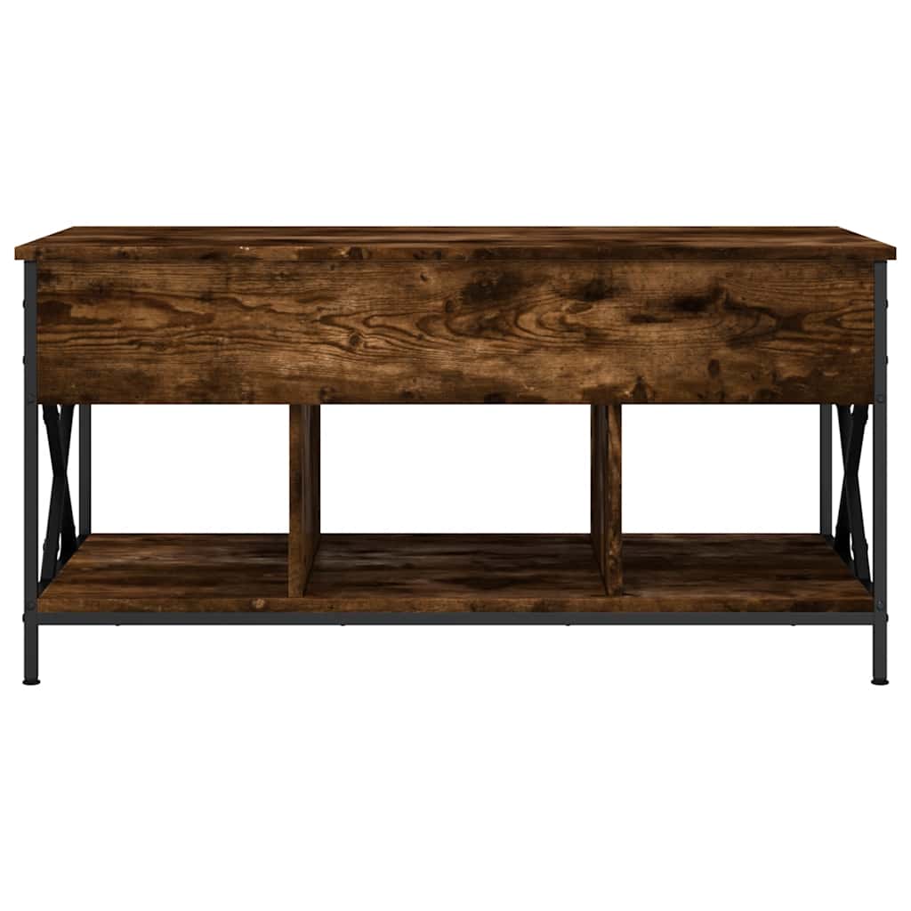 Salontafel 100x55x50 cm bewerkt hout en metaal gerookt eiken is nu te koop bij PeponiXL, paradijselijk wonen!
