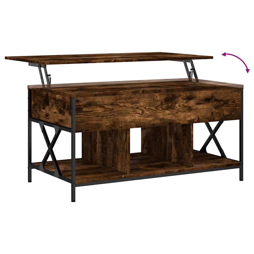 Salontafel 100x55x50 cm bewerkt hout en metaal gerookt eiken is nu te koop bij PeponiXL, paradijselijk wonen!