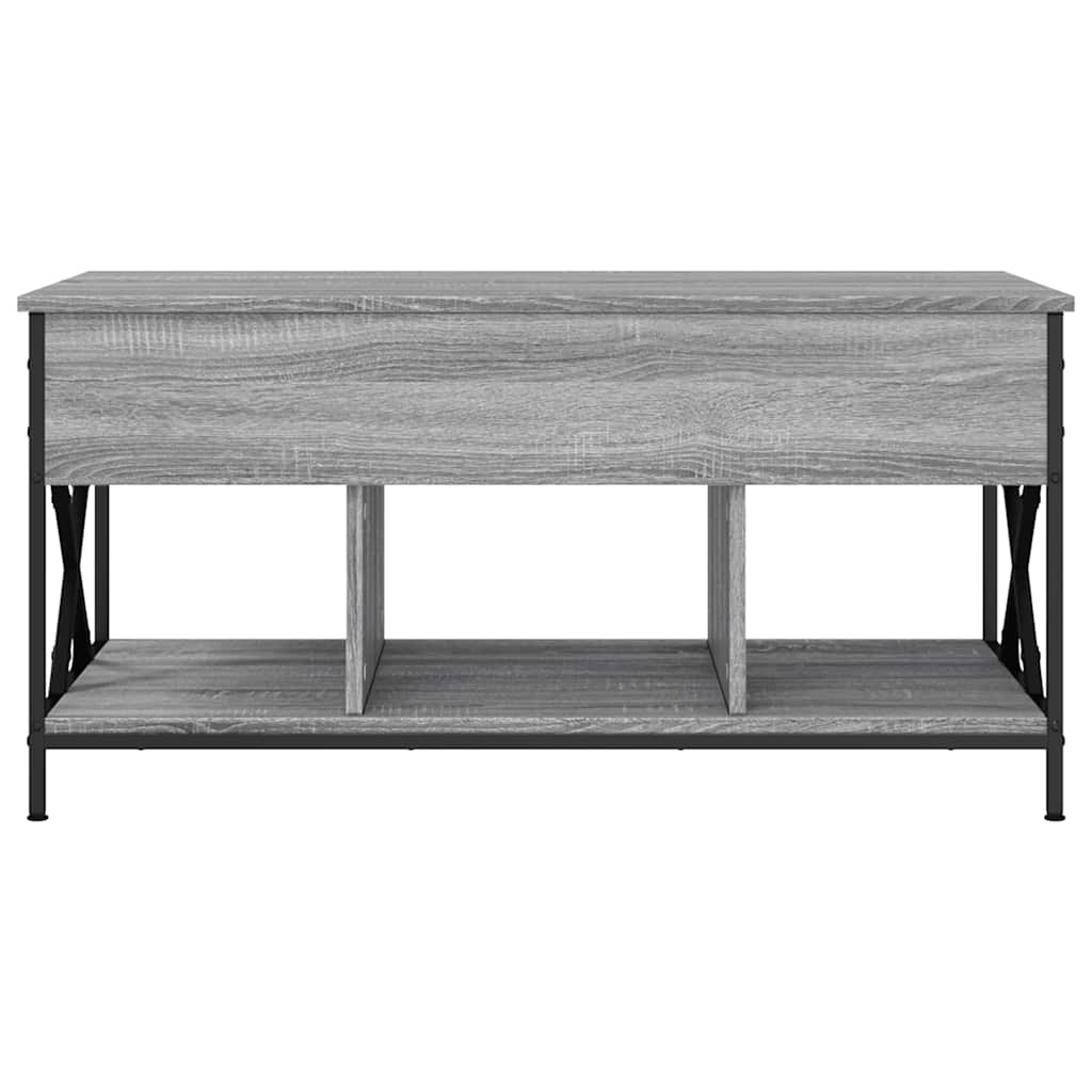 Salontafel 100x55x50 cm bewerkt hout en metaal grijs sonoma is nu te koop bij PeponiXL, paradijselijk wonen!