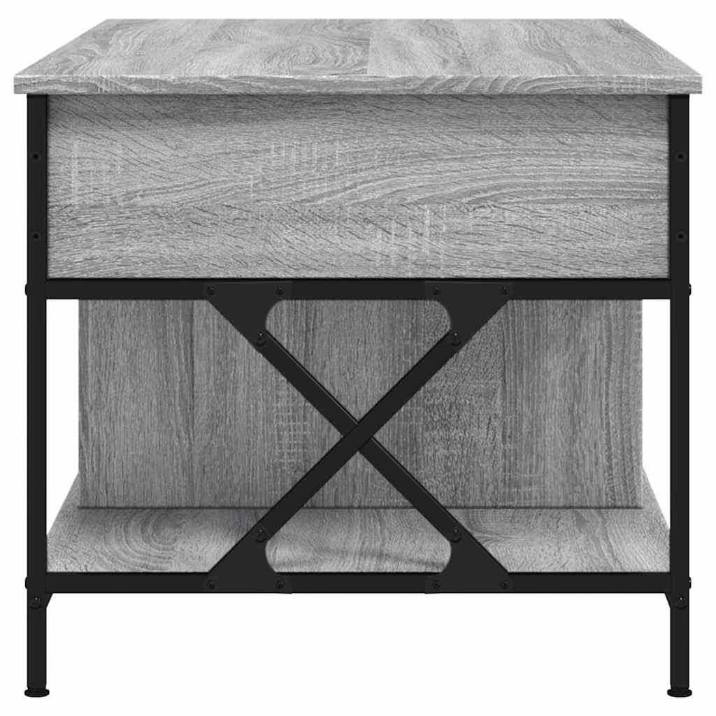 Salontafel 100x55x50 cm bewerkt hout en metaal grijs sonoma is nu te koop bij PeponiXL, paradijselijk wonen!