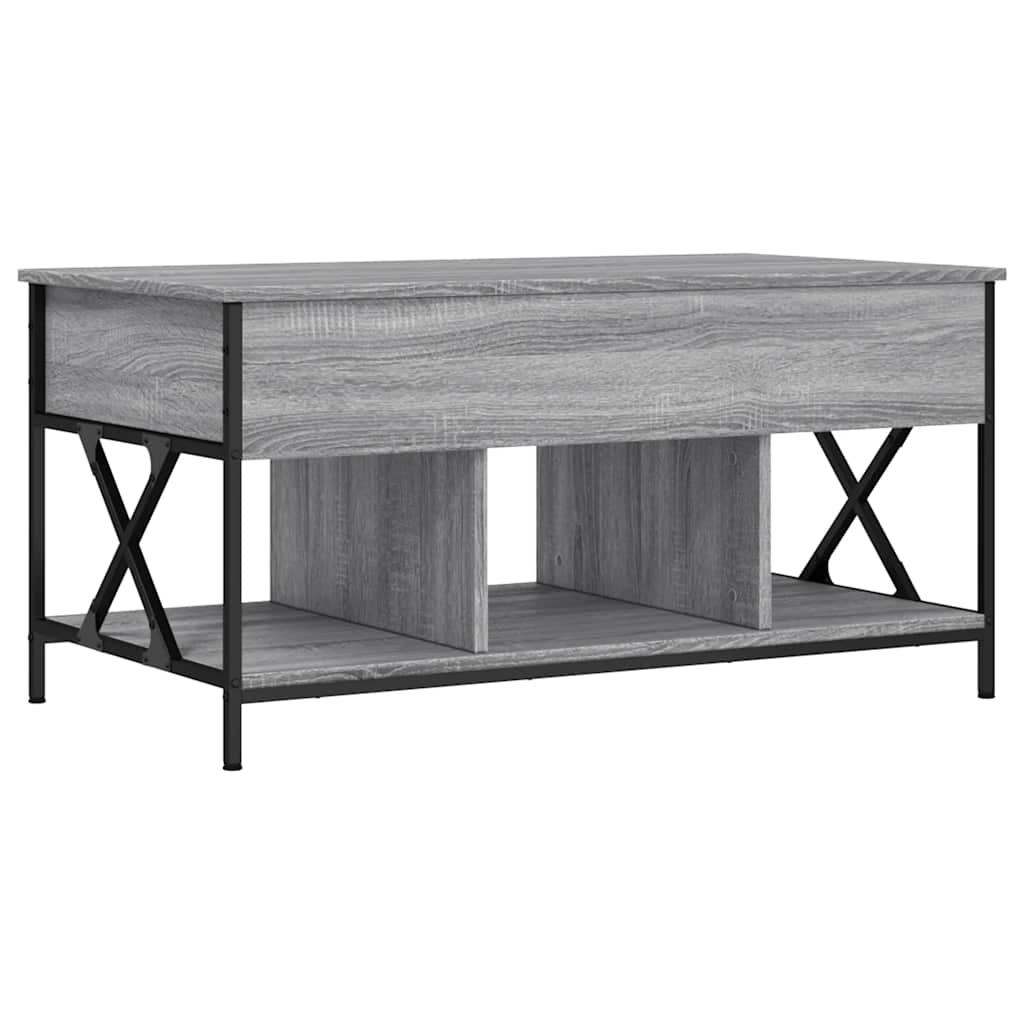 Salontafel 100x55x50 cm bewerkt hout en metaal grijs sonoma is nu te koop bij PeponiXL, paradijselijk wonen!