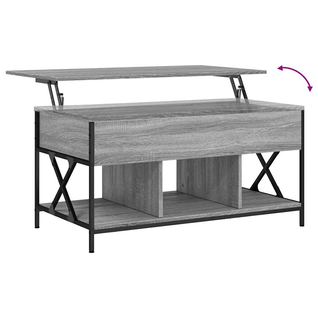 Salontafel 100x55x50 cm bewerkt hout en metaal grijs sonoma is nu te koop bij PeponiXL, paradijselijk wonen!