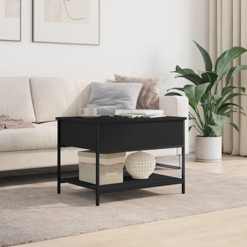 Salontafel 70x50x50 cm bewerkt hout en metaal zwart is nu te koop bij PeponiXL, paradijselijk wonen!