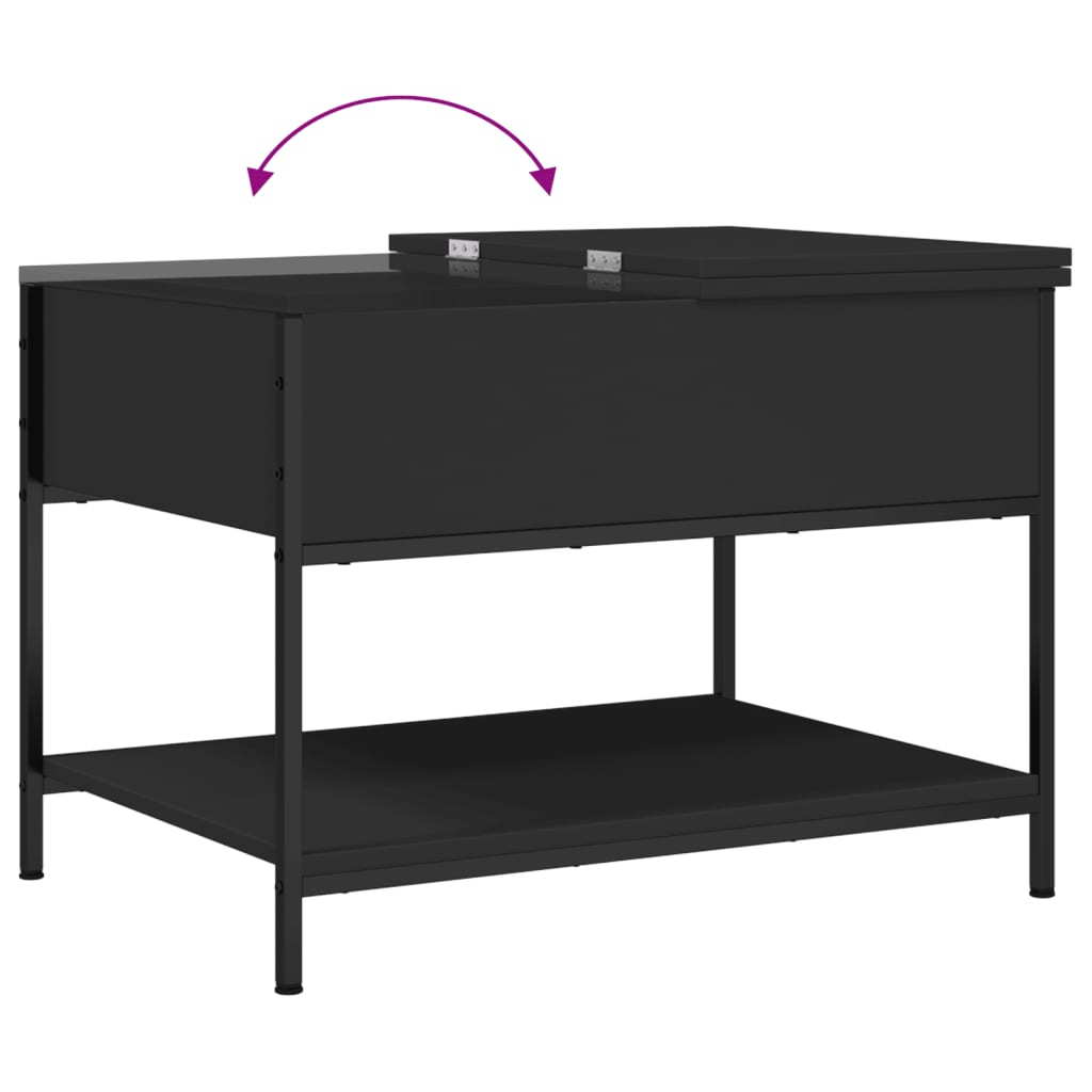 Salontafel 70x50x50 cm bewerkt hout en metaal zwart is nu te koop bij PeponiXL, paradijselijk wonen!