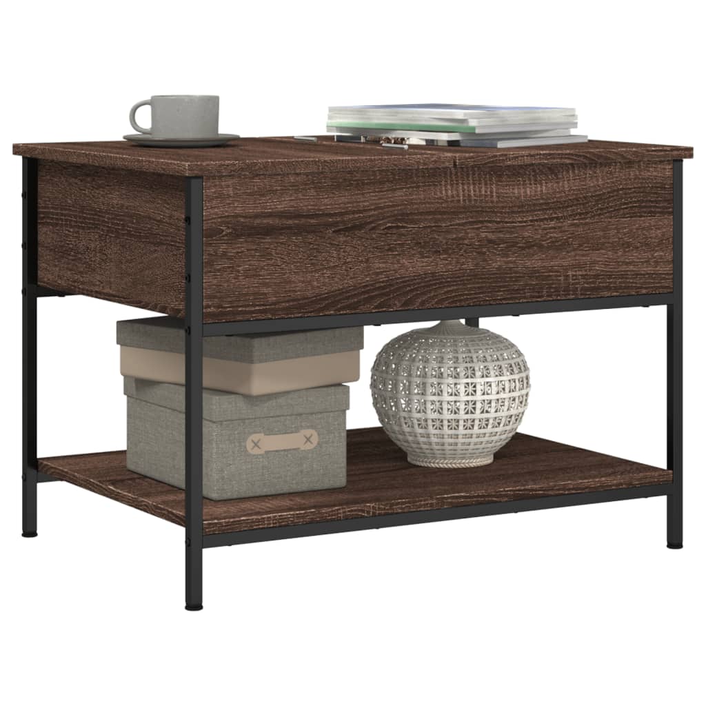 Salontafel 70x50x50 cm bewerkt hout en metaal bruineikenkleur is nu te koop bij PeponiXL, paradijselijk wonen!