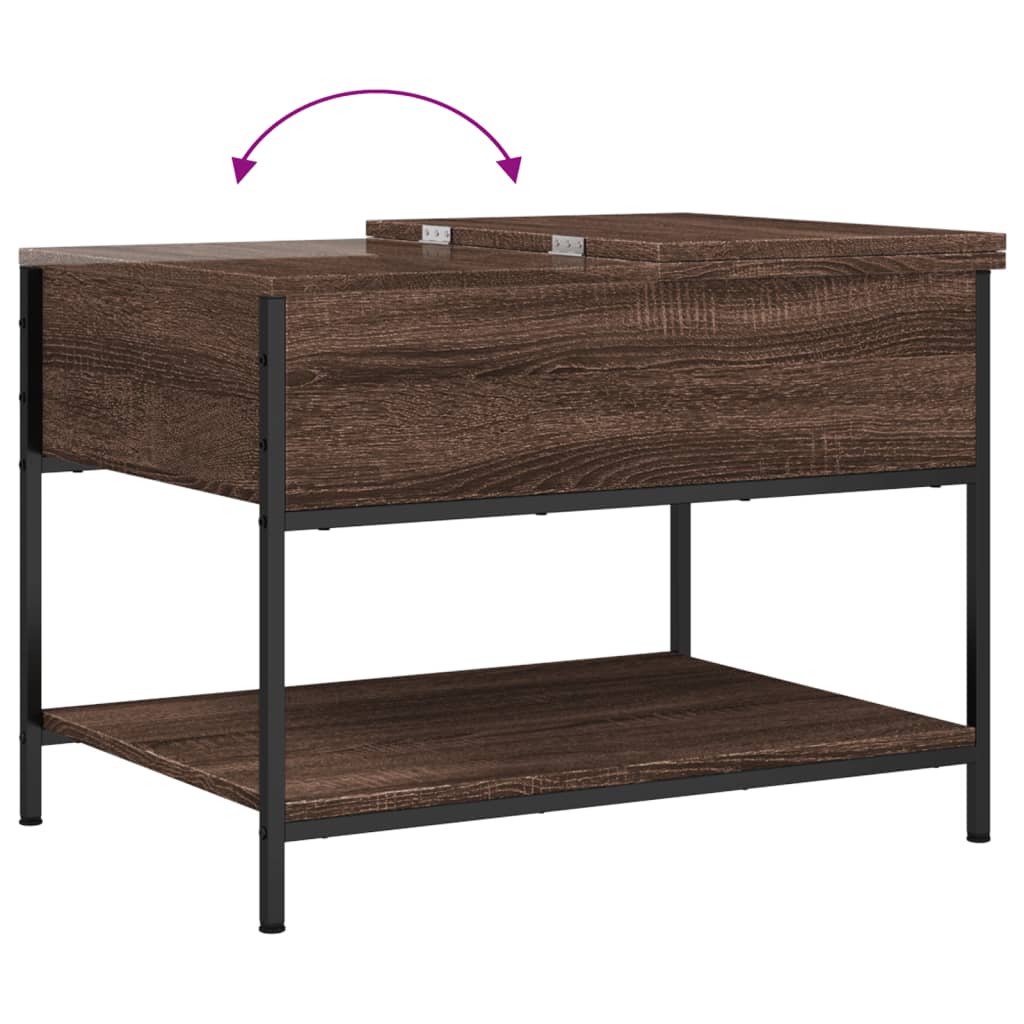 Salontafel 70x50x50 cm bewerkt hout en metaal bruineikenkleur is nu te koop bij PeponiXL, paradijselijk wonen!