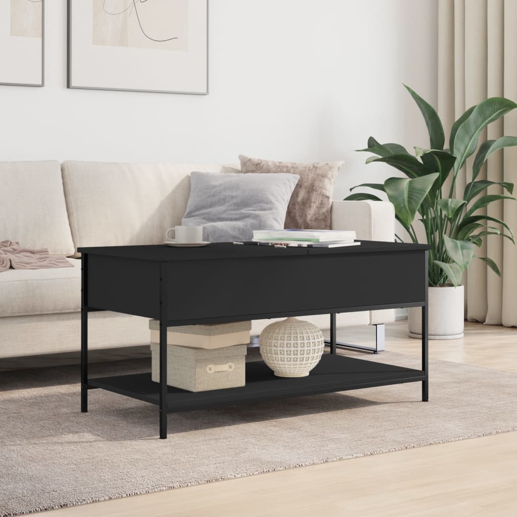Salontafel 100x50x50 cm bewerkt hout en metaal zwart is nu te koop bij PeponiXL, paradijselijk wonen!