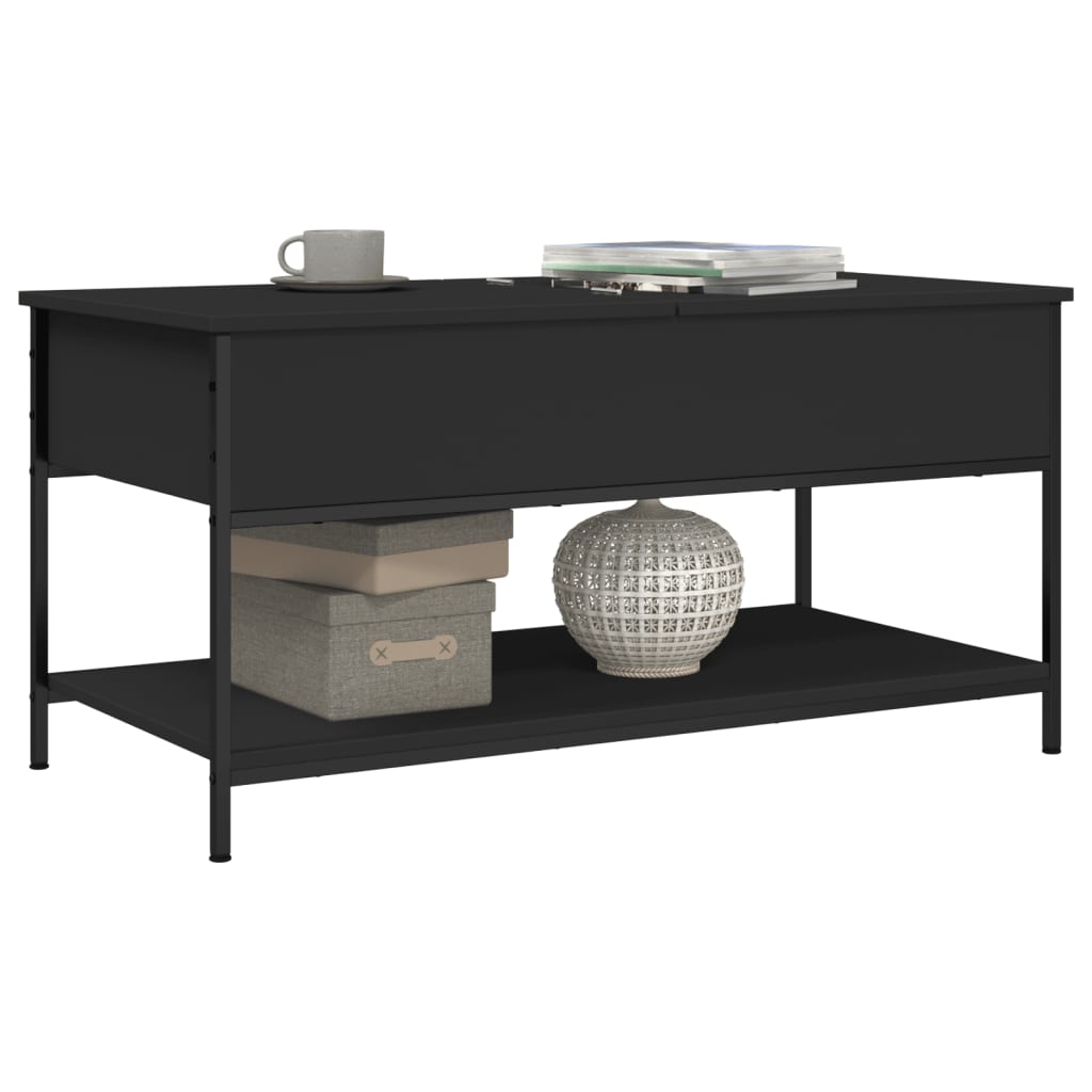 Salontafel 100x50x50 cm bewerkt hout en metaal zwart is nu te koop bij PeponiXL, paradijselijk wonen!