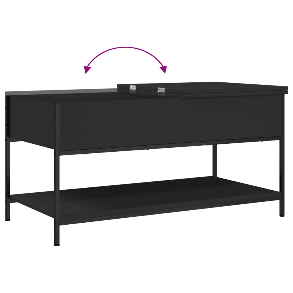 Salontafel 100x50x50 cm bewerkt hout en metaal zwart is nu te koop bij PeponiXL, paradijselijk wonen!