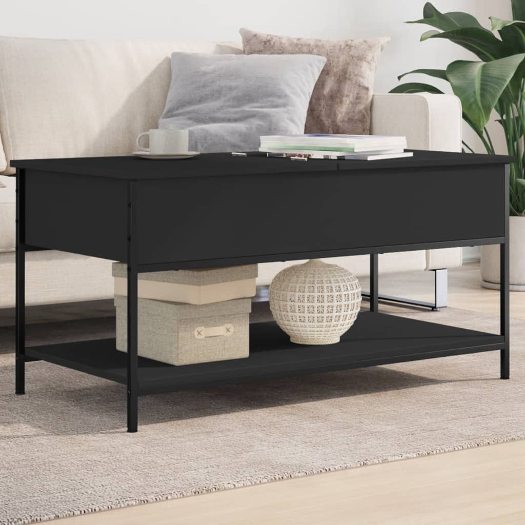 Salontafel 100x50x50 cm bewerkt hout en metaal zwart is nu te koop bij PeponiXL, paradijselijk wonen!