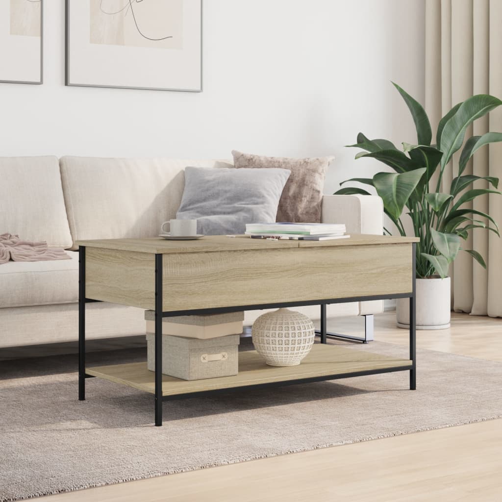 Salontafel 100x50x50 cm bewerkt hout en metaal sonoma eiken is nu te koop bij PeponiXL, paradijselijk wonen!