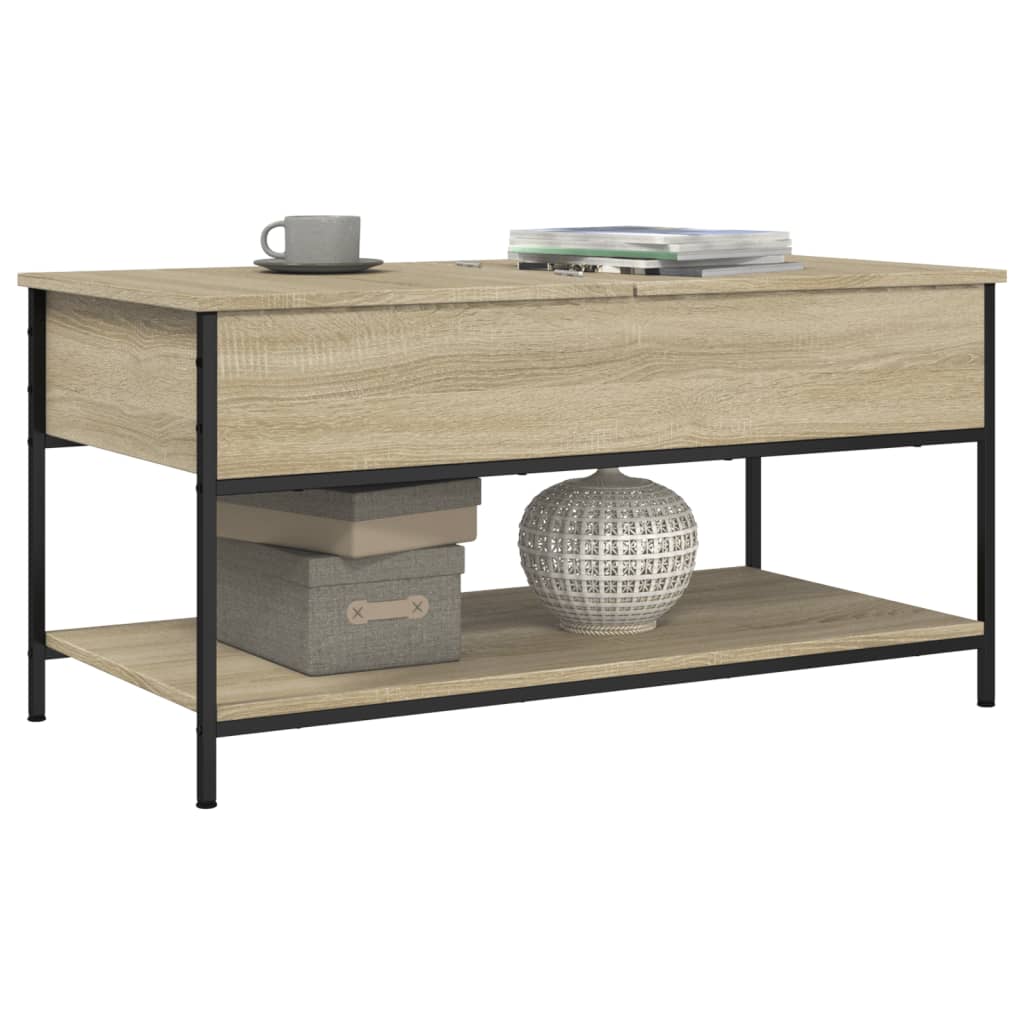 Salontafel 100x50x50 cm bewerkt hout en metaal sonoma eiken is nu te koop bij PeponiXL, paradijselijk wonen!