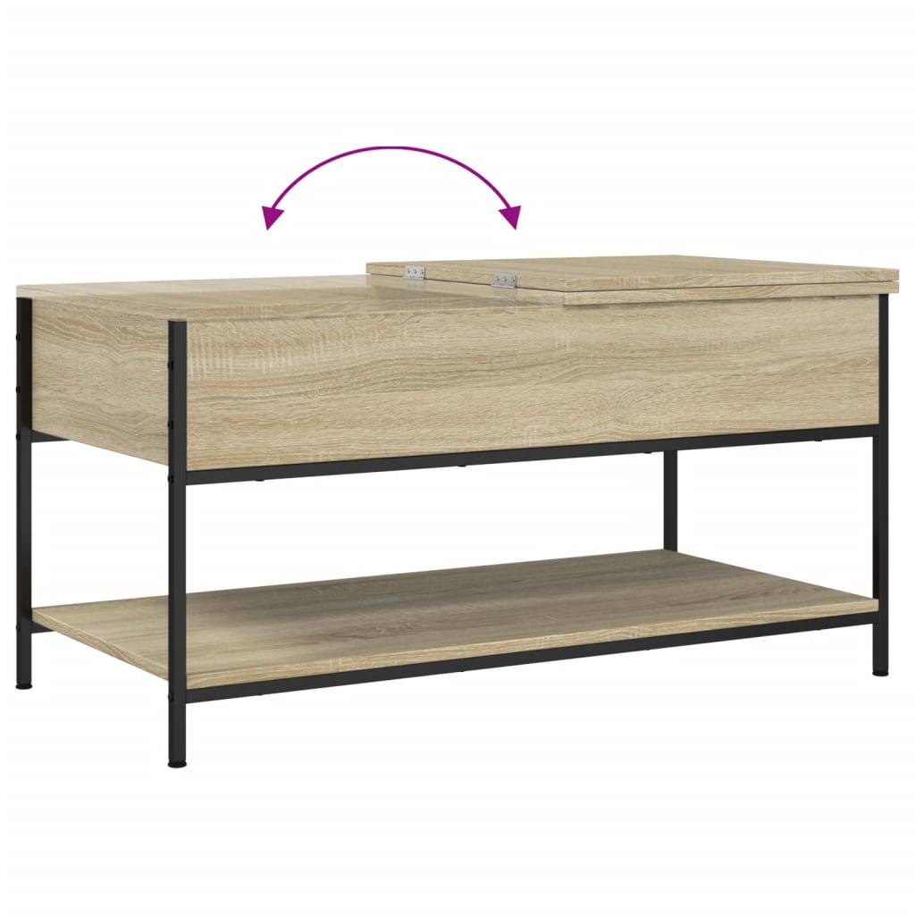 Salontafel 100x50x50 cm bewerkt hout en metaal sonoma eiken is nu te koop bij PeponiXL, paradijselijk wonen!