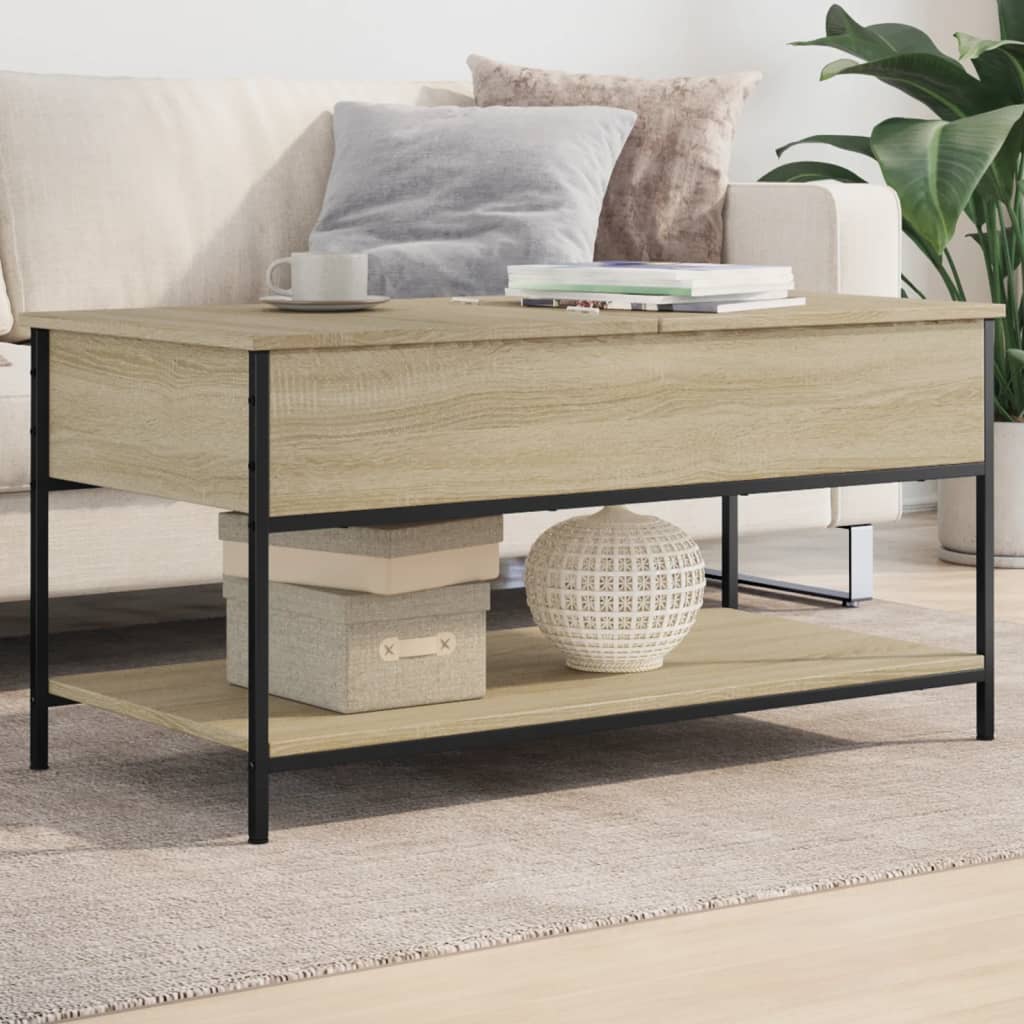Salontafel 100x50x50 cm bewerkt hout en metaal sonoma eiken is nu te koop bij PeponiXL, paradijselijk wonen!