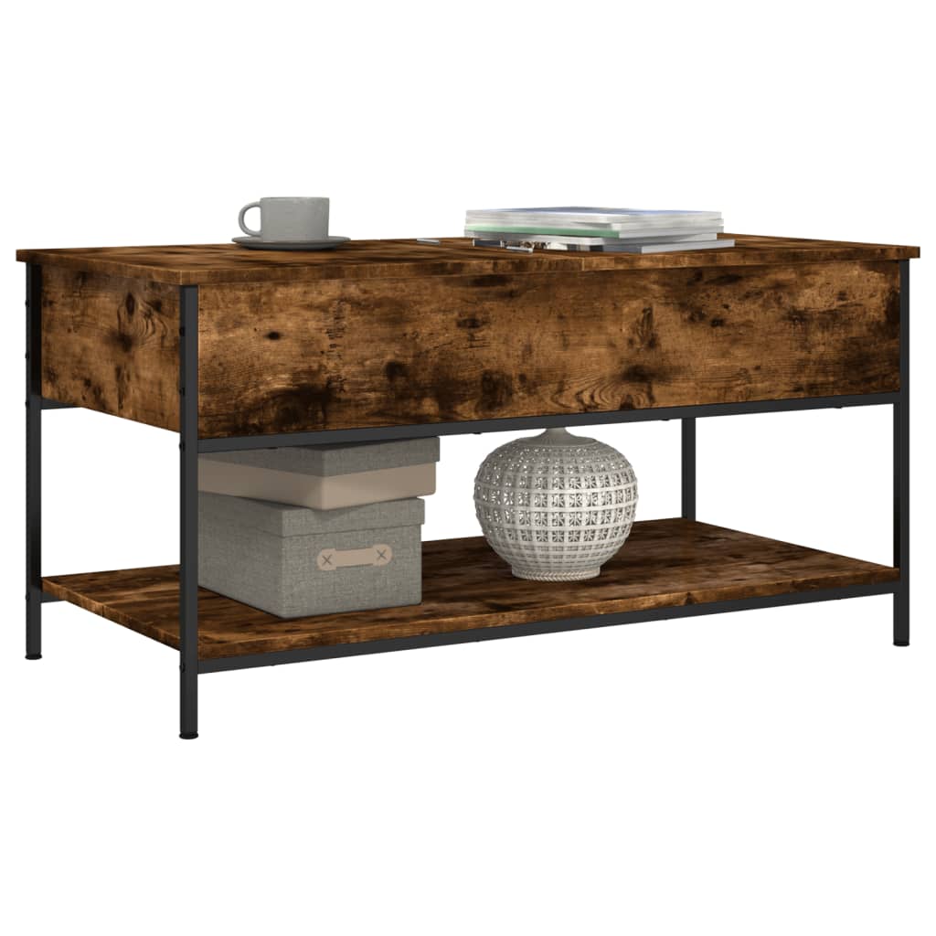 Salontafel 100x50x50 cm bewerkt hout en metaal gerookt eiken is nu te koop bij PeponiXL, paradijselijk wonen!