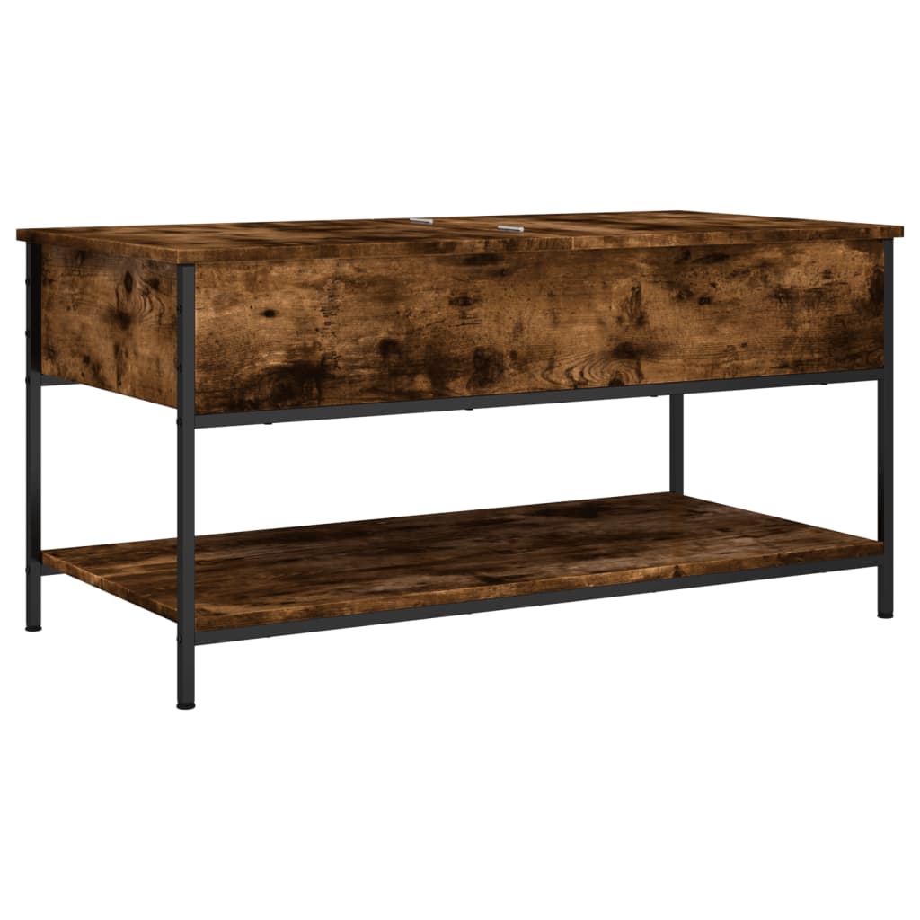 Salontafel 100x50x50 cm bewerkt hout en metaal gerookt eiken is nu te koop bij PeponiXL, paradijselijk wonen!