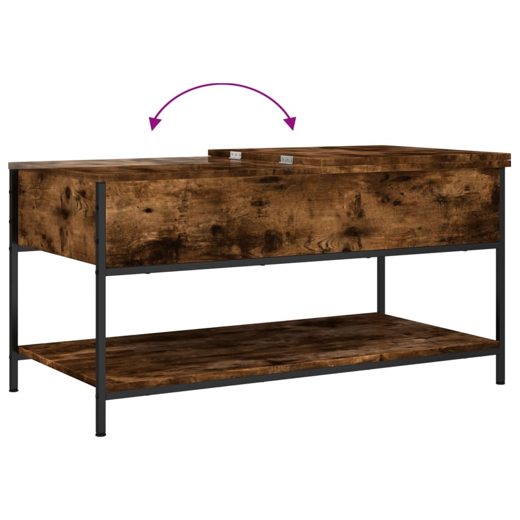 Salontafel 100x50x50 cm bewerkt hout en metaal gerookt eiken is nu te koop bij PeponiXL, paradijselijk wonen!