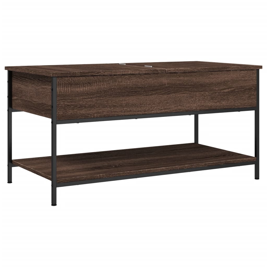 Salontafel 100x50x50 cm bewerkt hout en metaal bruineikenkleur is nu te koop bij PeponiXL, paradijselijk wonen!