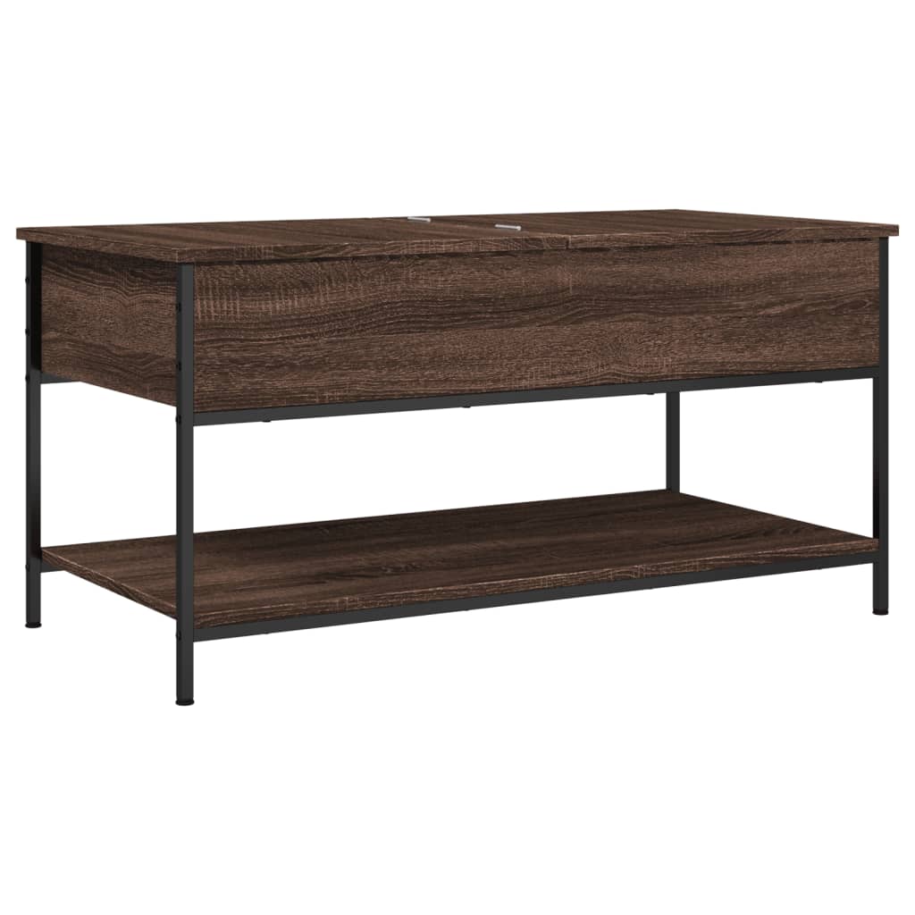 Salontafel 100x50x50 cm bewerkt hout en metaal bruineikenkleur is nu te koop bij PeponiXL, paradijselijk wonen!