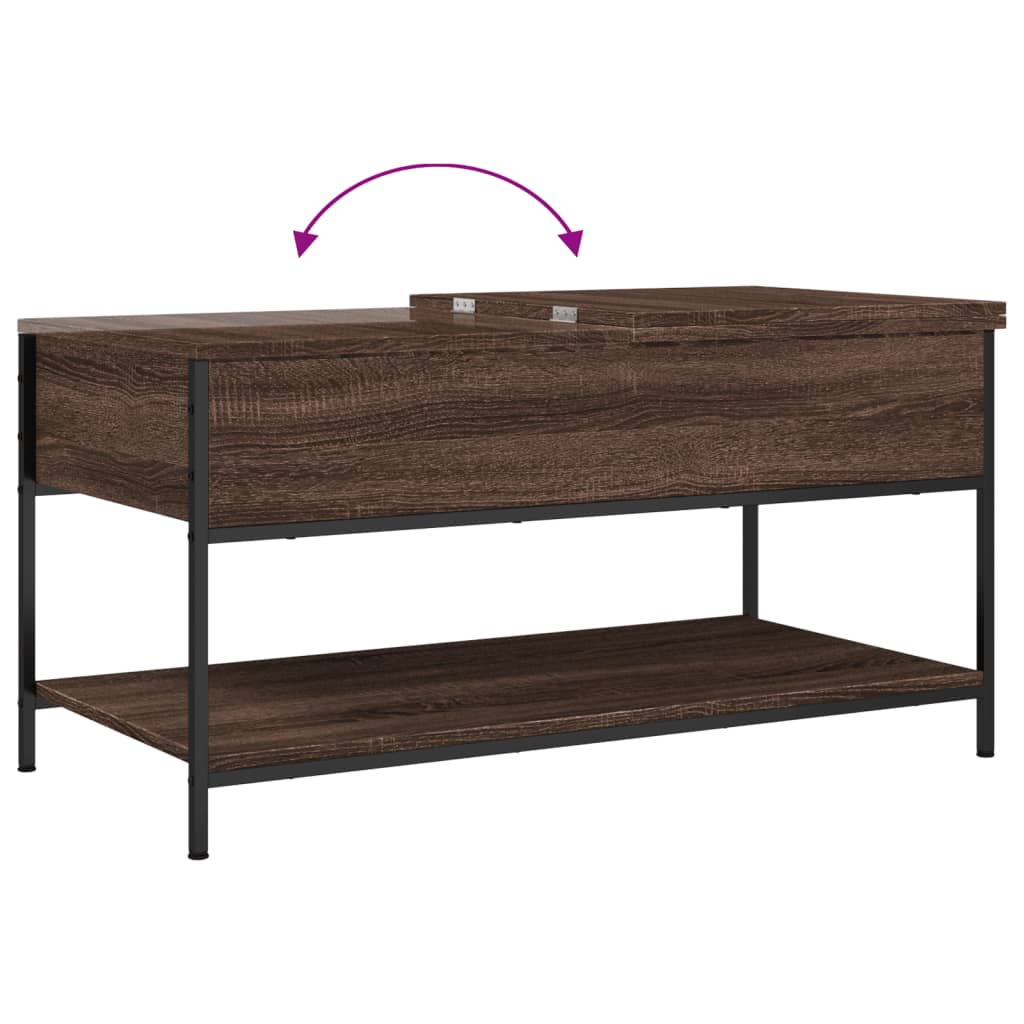 Salontafel 100x50x50 cm bewerkt hout en metaal bruineikenkleur is nu te koop bij PeponiXL, paradijselijk wonen!