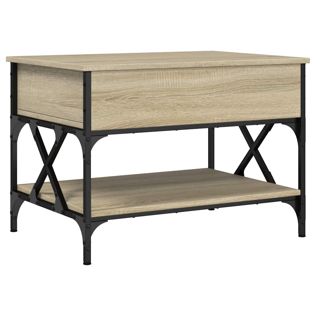 Salontafel 70x50x50 cm bewerkt hout en metaal sonoma eikenkleur is nu te koop bij PeponiXL, paradijselijk wonen!