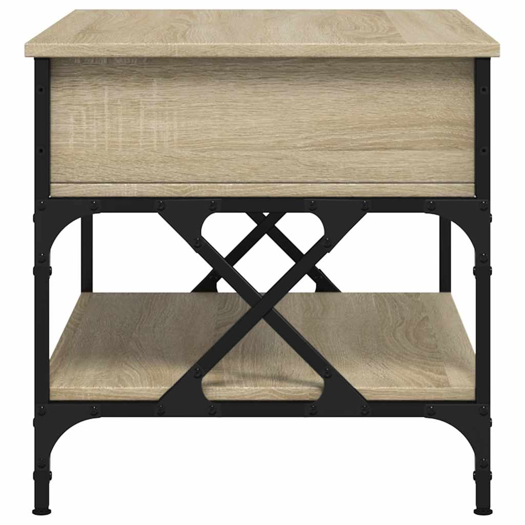 Salontafel 70x50x50 cm bewerkt hout en metaal sonoma eikenkleur is nu te koop bij PeponiXL, paradijselijk wonen!