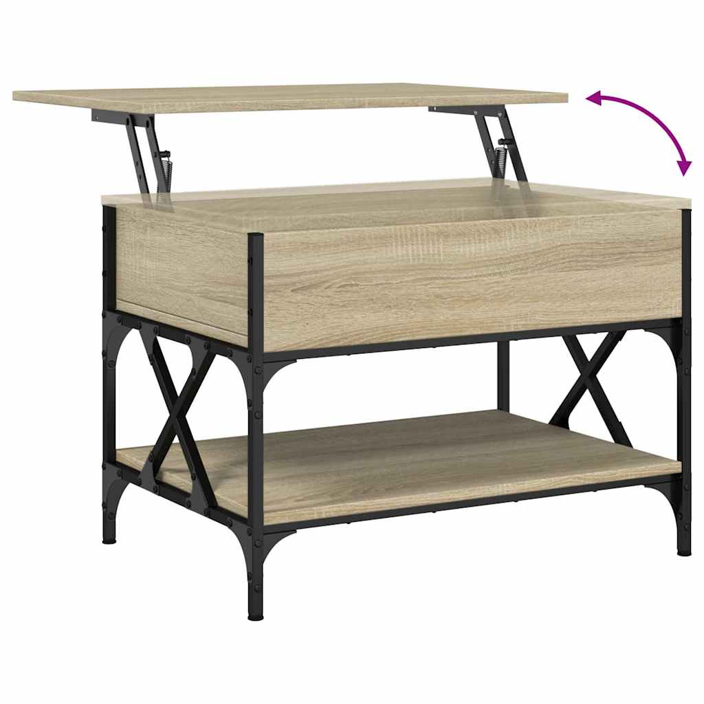 Salontafel 70x50x50 cm bewerkt hout en metaal sonoma eikenkleur is nu te koop bij PeponiXL, paradijselijk wonen!