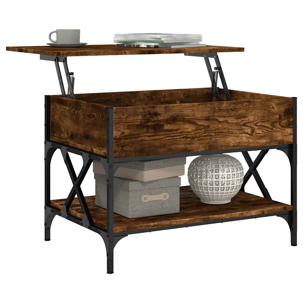 Salontafel 70x50x50 cm bewerkt hout en metaal gerookt eiken is nu te koop bij PeponiXL, paradijselijk wonen!