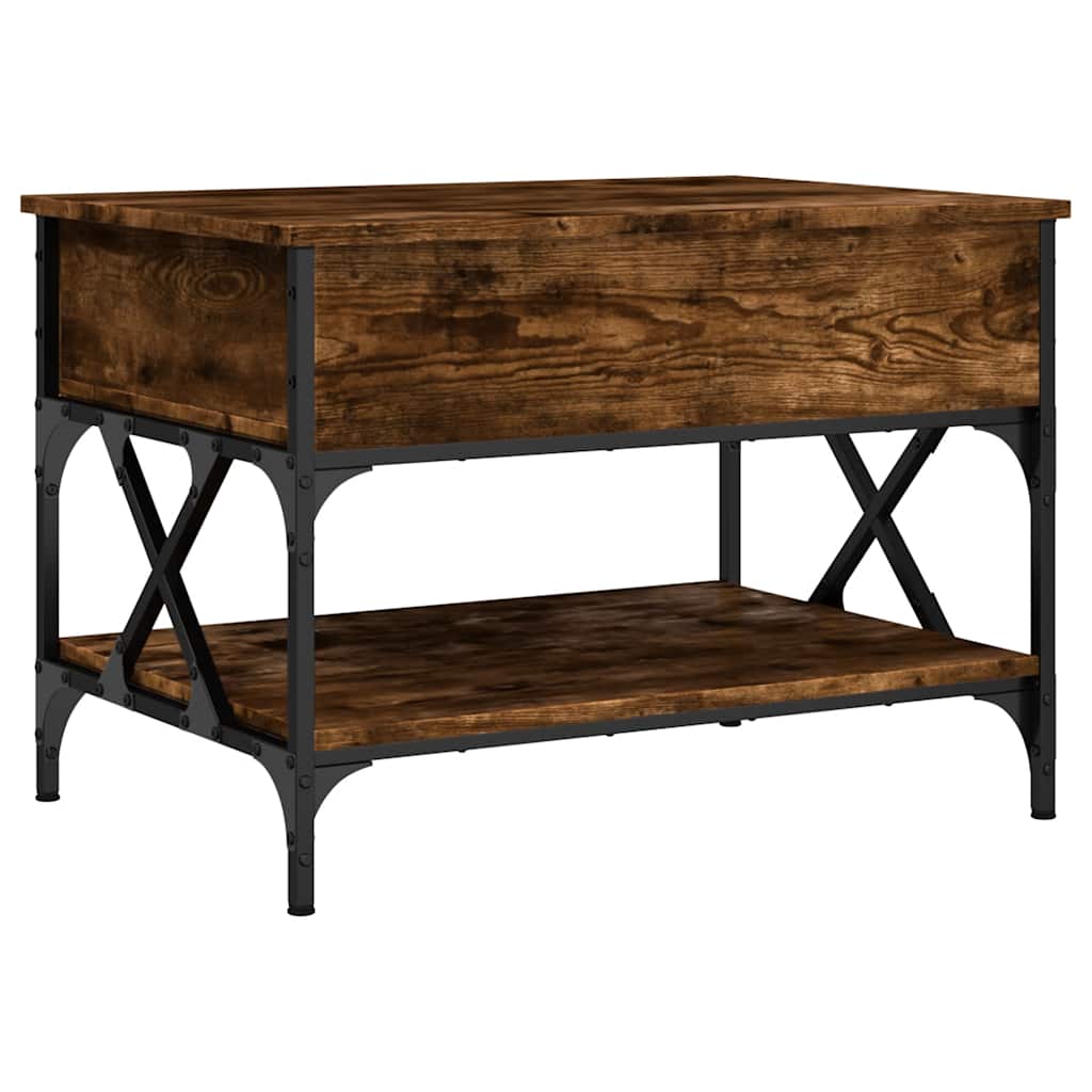 Salontafel 70x50x50 cm bewerkt hout en metaal gerookt eiken is nu te koop bij PeponiXL, paradijselijk wonen!