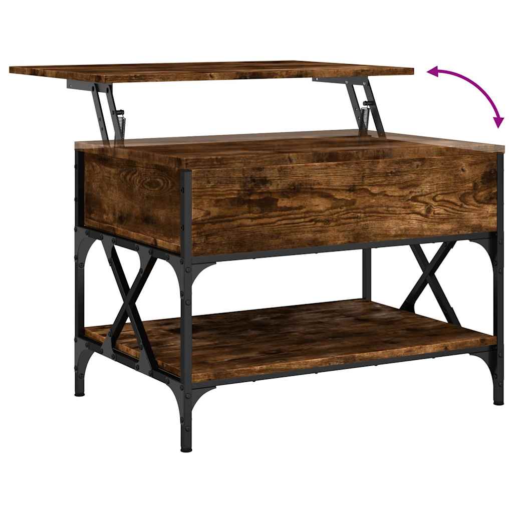 Salontafel 70x50x50 cm bewerkt hout en metaal gerookt eiken is nu te koop bij PeponiXL, paradijselijk wonen!