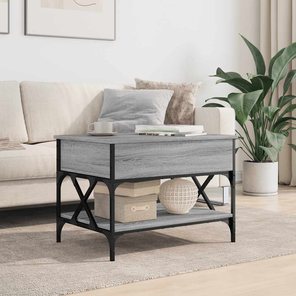 Salontafel 70x50x50 cm bewerkt hout en metaal grijs sonoma is nu te koop bij PeponiXL, paradijselijk wonen!