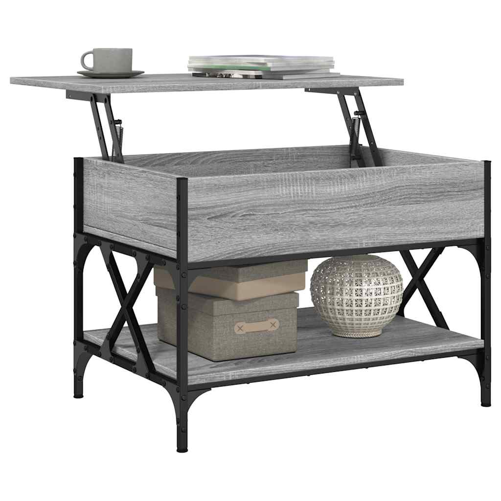 Salontafel 70x50x50 cm bewerkt hout en metaal grijs sonoma is nu te koop bij PeponiXL, paradijselijk wonen!